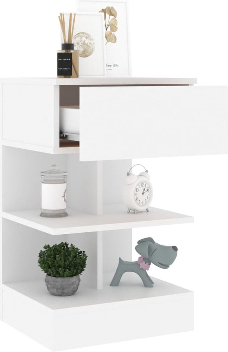 Vidaxl Nachtkastje 40x35x65 Cm Spaanplaat Wit