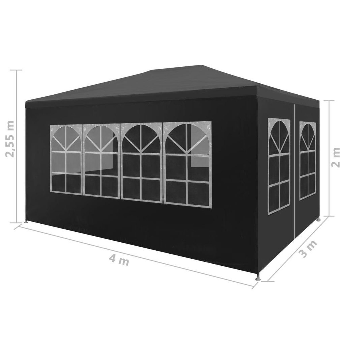 Vidaxl Partytent 3x4 M Antraciet - Grijs