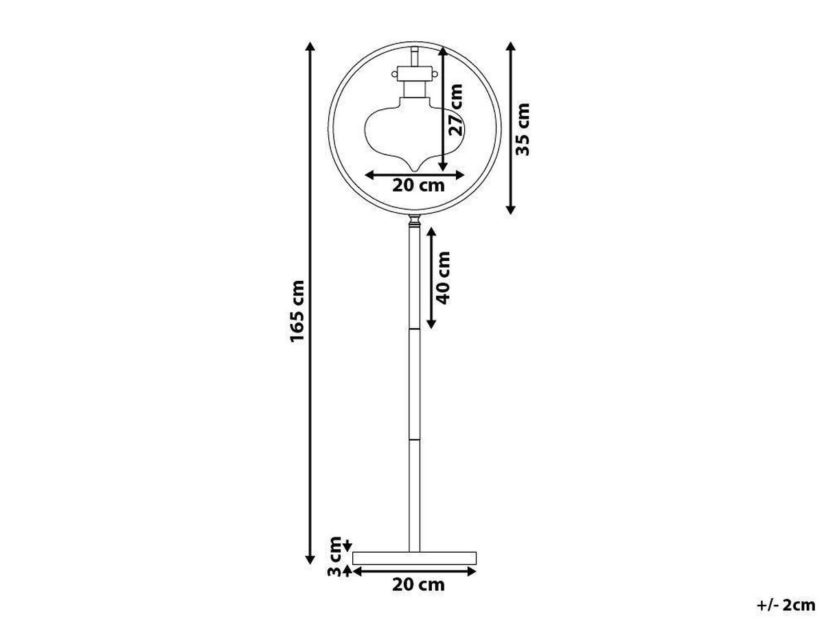 Beliani Severn Staande Lamp Metaal 35 X 35 Cm - Goud