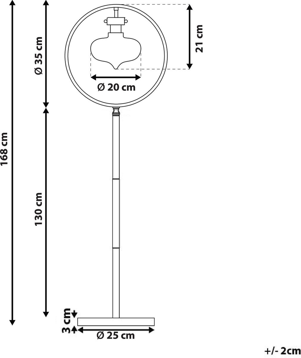 Beliani Severn Staande Lamp Metaal 35 X 35 Cm - Goud