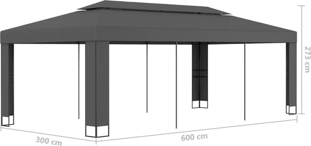 Vidaxl Prieel Met Dubbel Dak 3x6 M Antraciet
