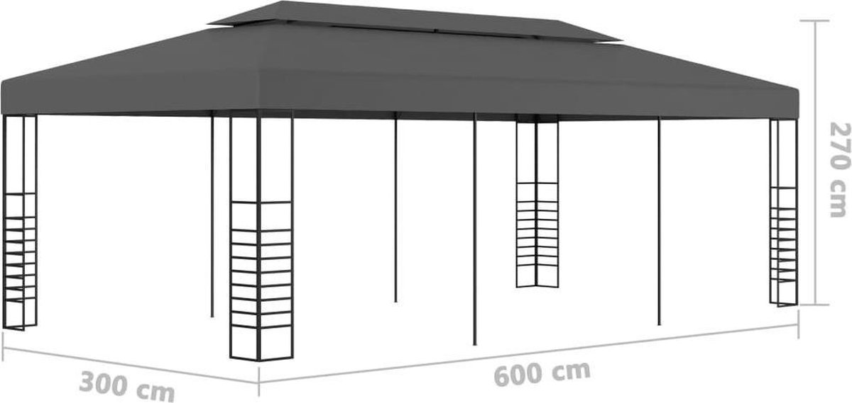 Vidaxl Tuinpaviljoen 3x6 M Antraciet - Grijs