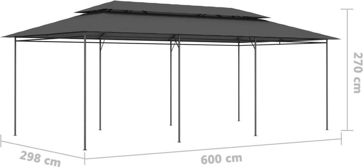 Vidaxl Prieel 600x298x270 Cm Antraciet - Grijs
