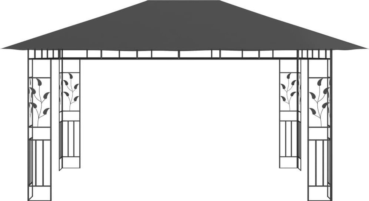 Vidaxl Prieel Met Klamboe 180 G/m² 4x3x2,73 M Antraciet