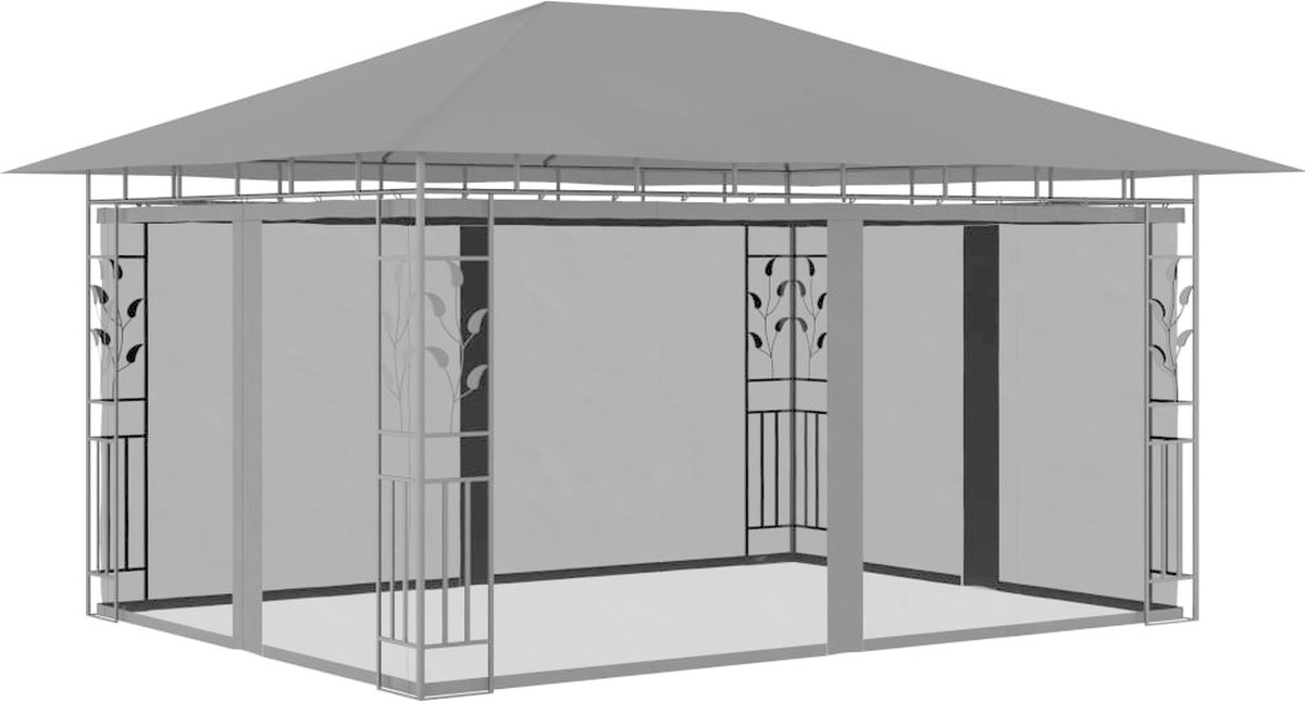 Vidaxl Prieel Met Klamboe 180 G/m² 4x3x2,73 M Antraciet