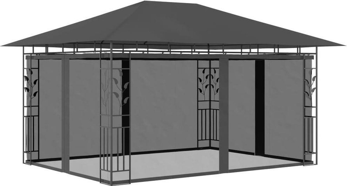 Vidaxl Prieel Met Klamboe 180 G/m² 4x3x2,73 M Antraciet