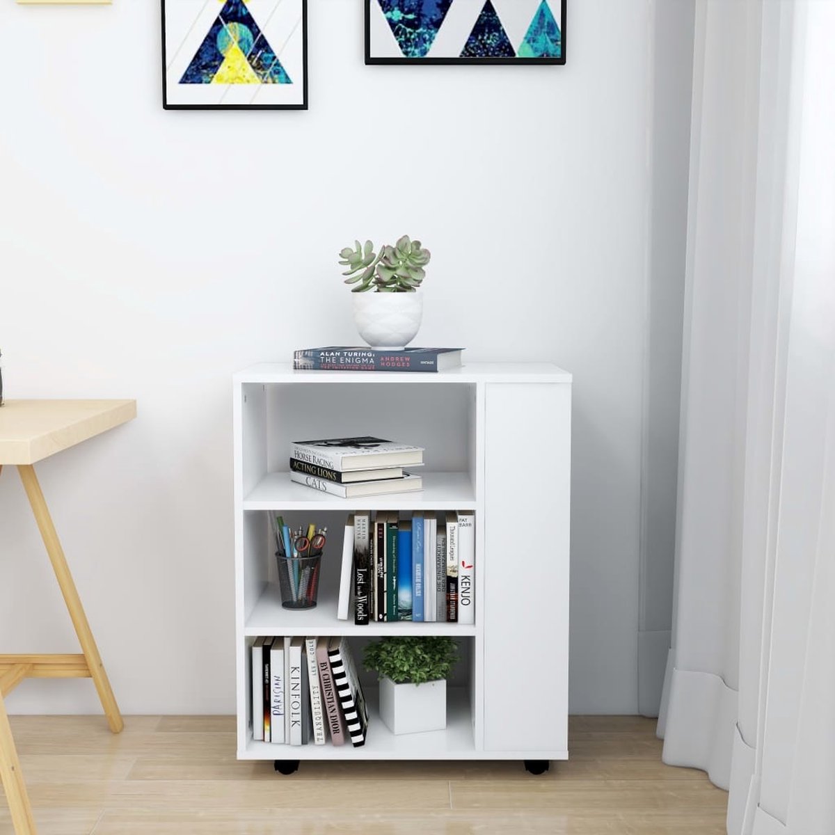 Vidaxl Kast Verrijdbaar 60x35x75 Cm Spaanplaat - Wit