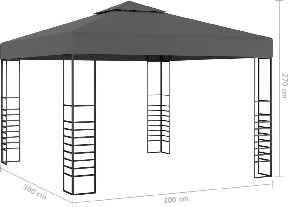 Vidaxl Tuinpaviljoen 3x3 M Antraciet - Grijs