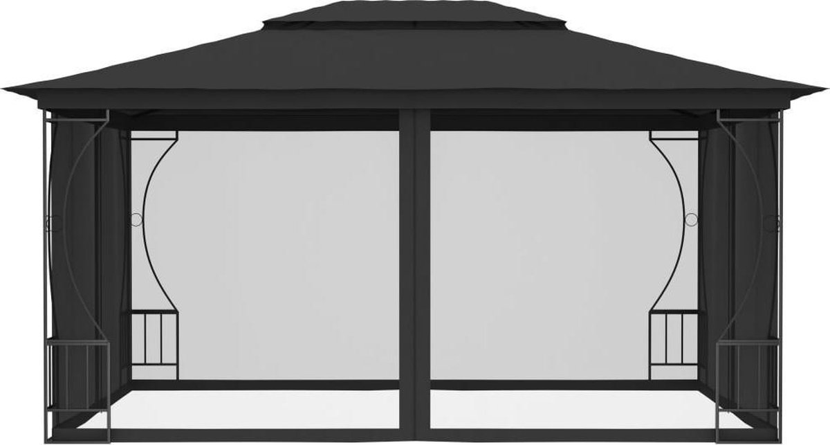 Vidaxl Prieel Met Netten 300x400x265 Cm Antracietkleurig - Grijs