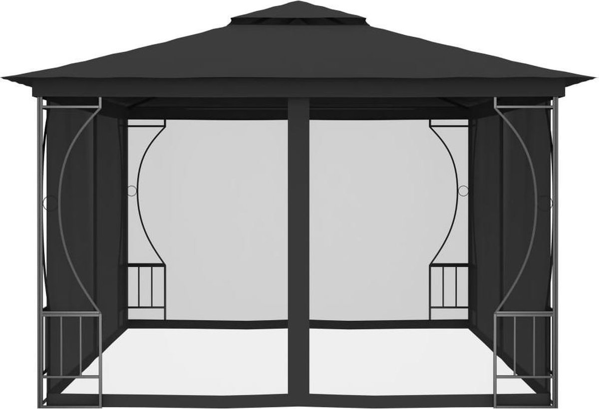 Vidaxl Prieel Met Netten 300x400x265 Cm Antracietkleurig - Grijs