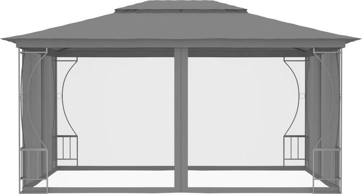 Vidaxl Prieel Met Netten 300x400x265 Cm Antracietkleurig - Grijs