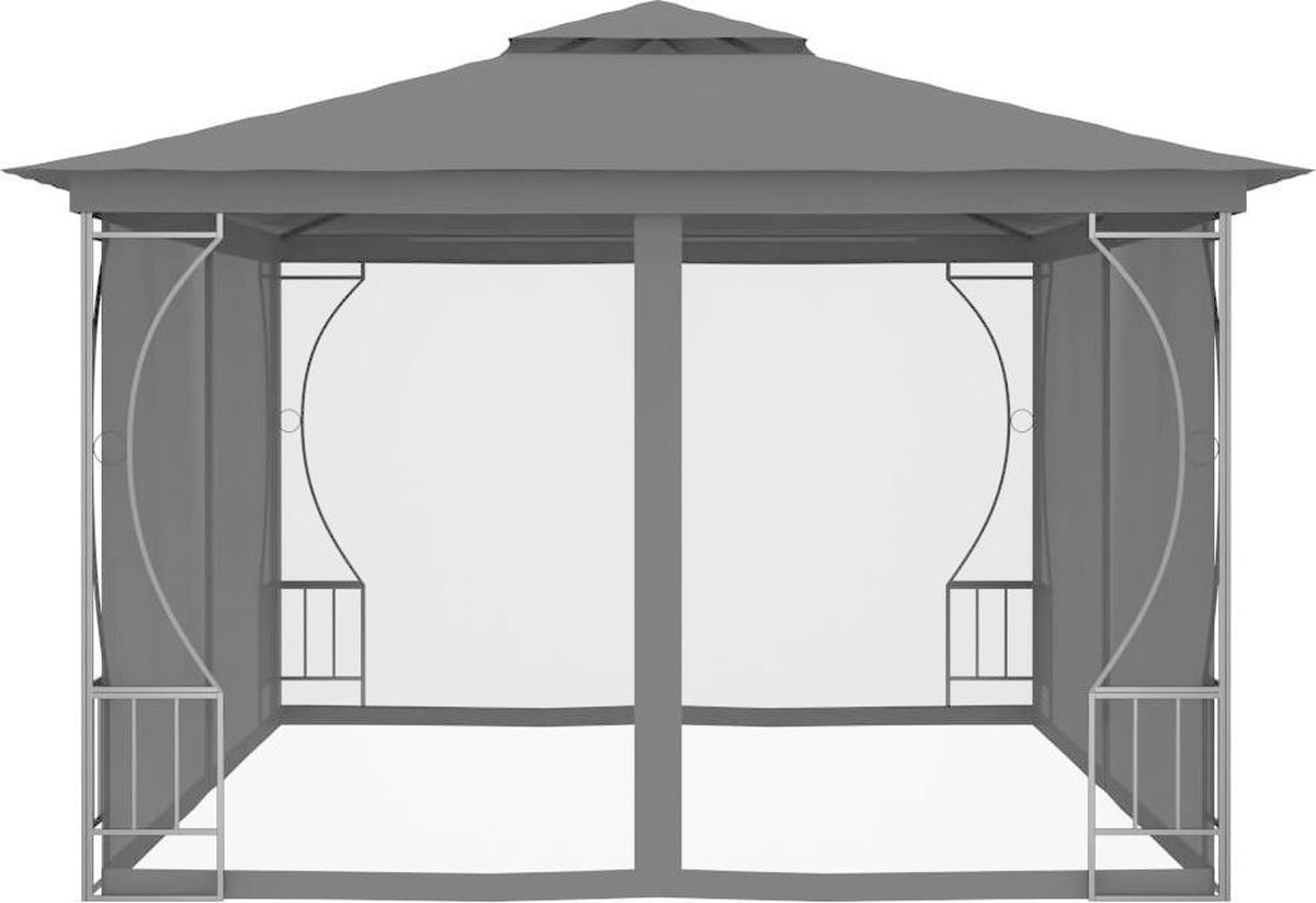 Vidaxl Prieel Met Netten 300x400x265 Cm Antracietkleurig - Grijs