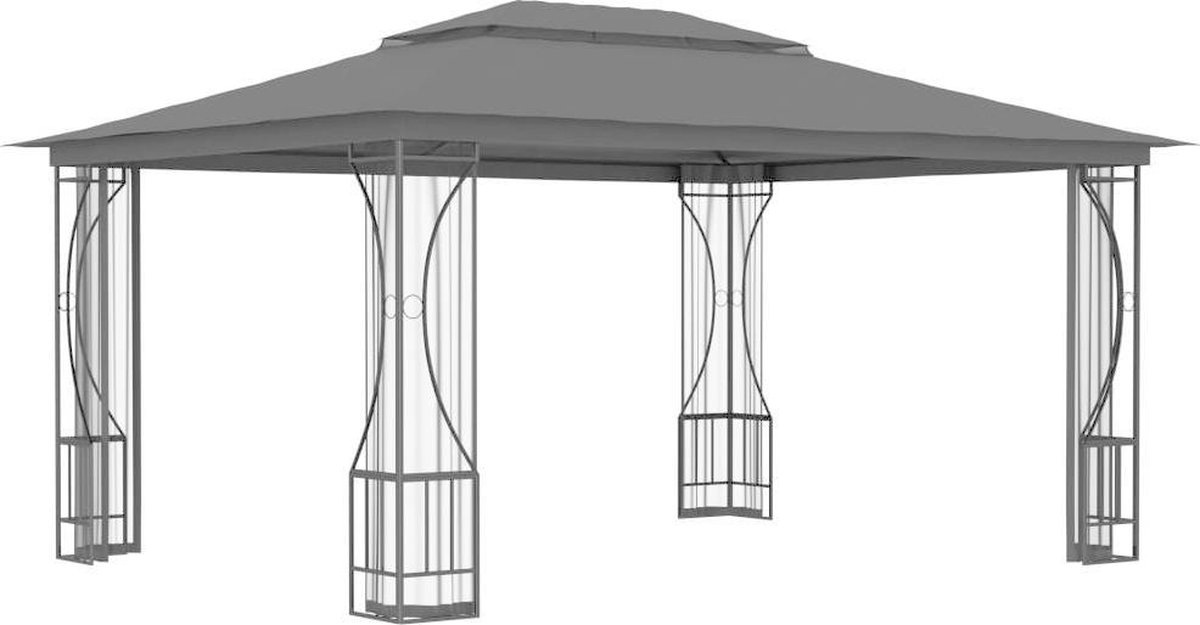 Vidaxl Prieel Met Netten 300x400x265 Cm Antracietkleurig - Grijs