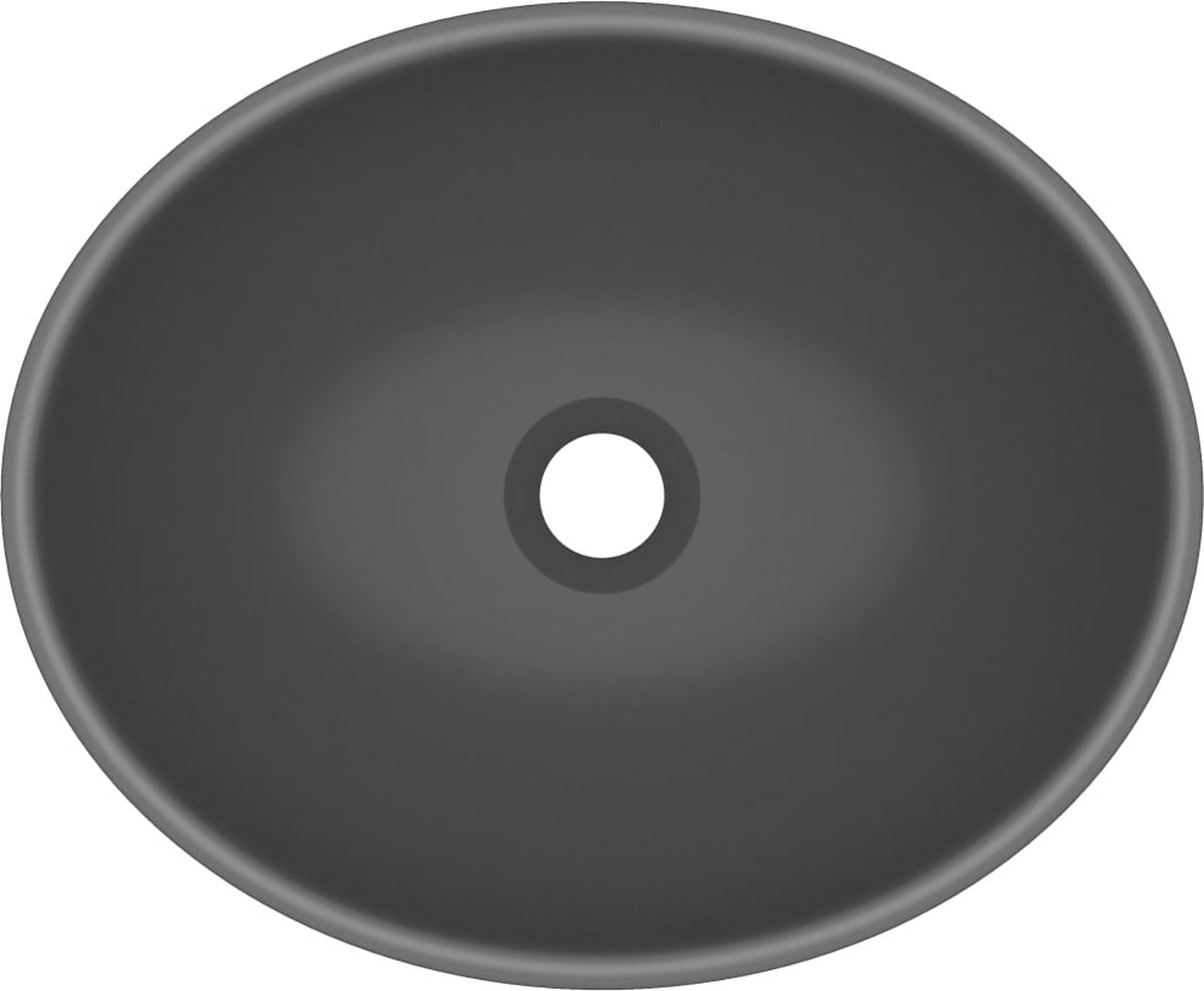 Vidaxl Wastafel Ovaal 40x33 Cm Keramiek Mat Donker - Grijs