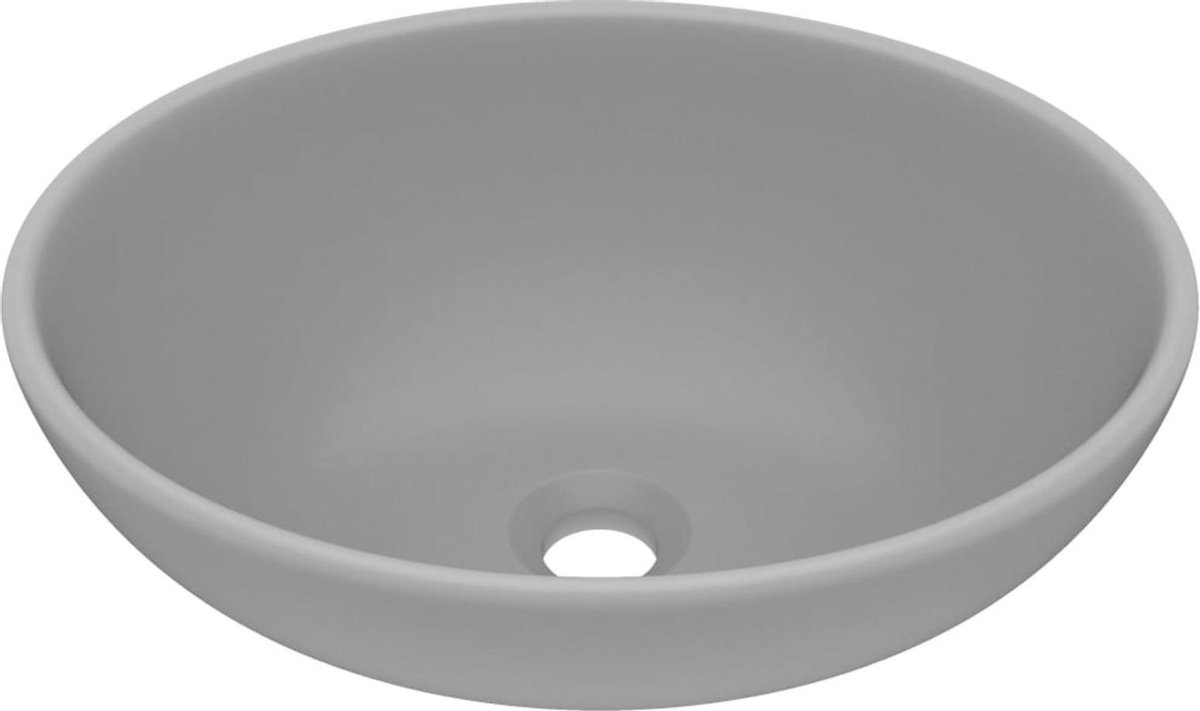 Vidaxl Wastafel Ovaal 40x33 Cm Keramiek Mat Donker - Grijs