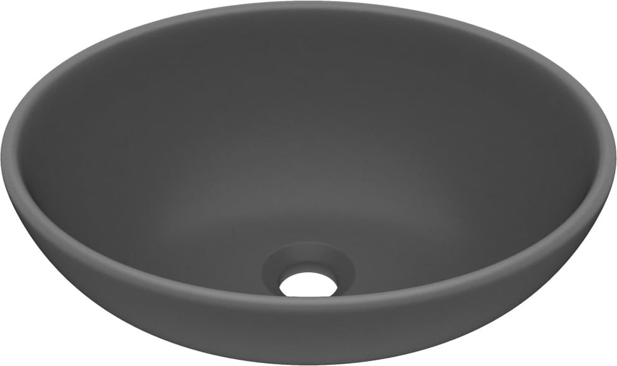 Vidaxl Wastafel Ovaal 40x33 Cm Keramiek Mat Donker - Grijs