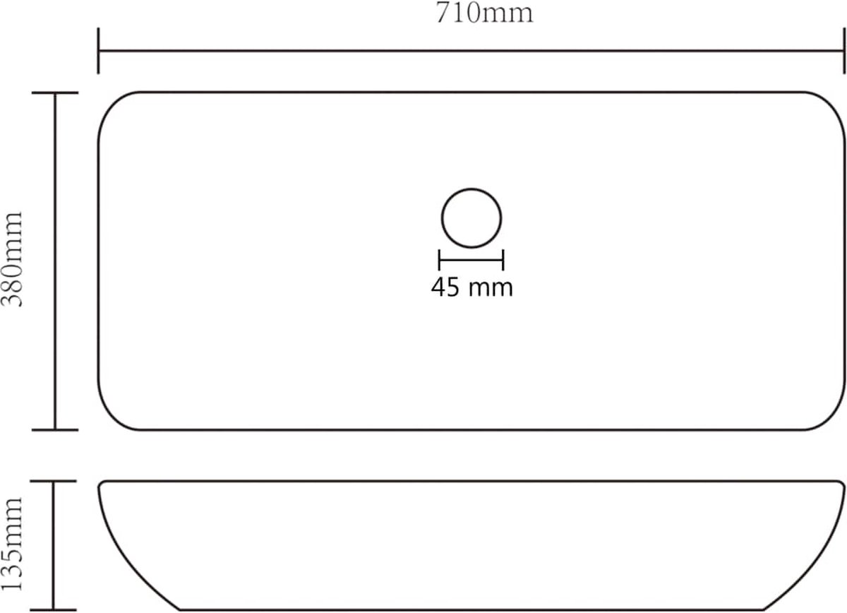 Vidaxl Wastafel Rechthoekig 71x38 Cm Keramiek Mat Licht - Grijs