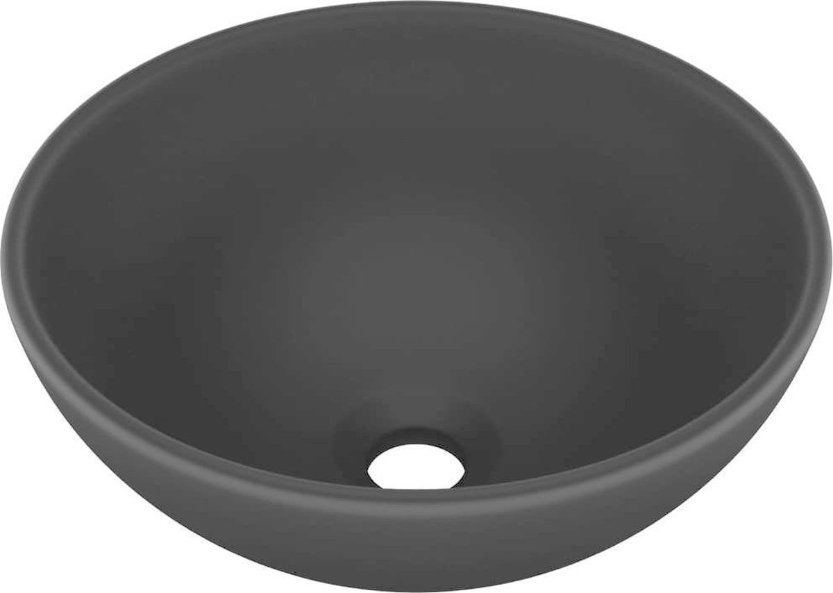 Vidaxl Wastafel Rond 32,5x14 Cm Keramiek Mat - Zwart