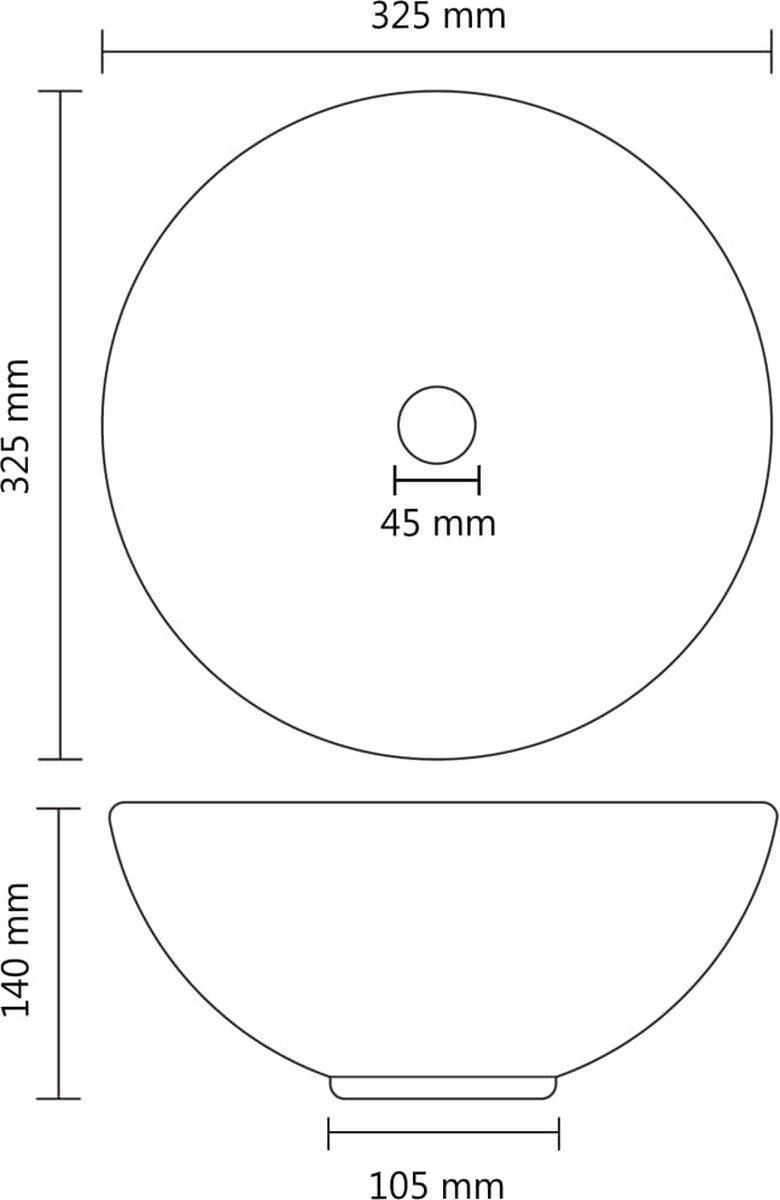 Vidaxl Wastafel Rond 32,5x14 Cm Keramiek Mat - Zwart