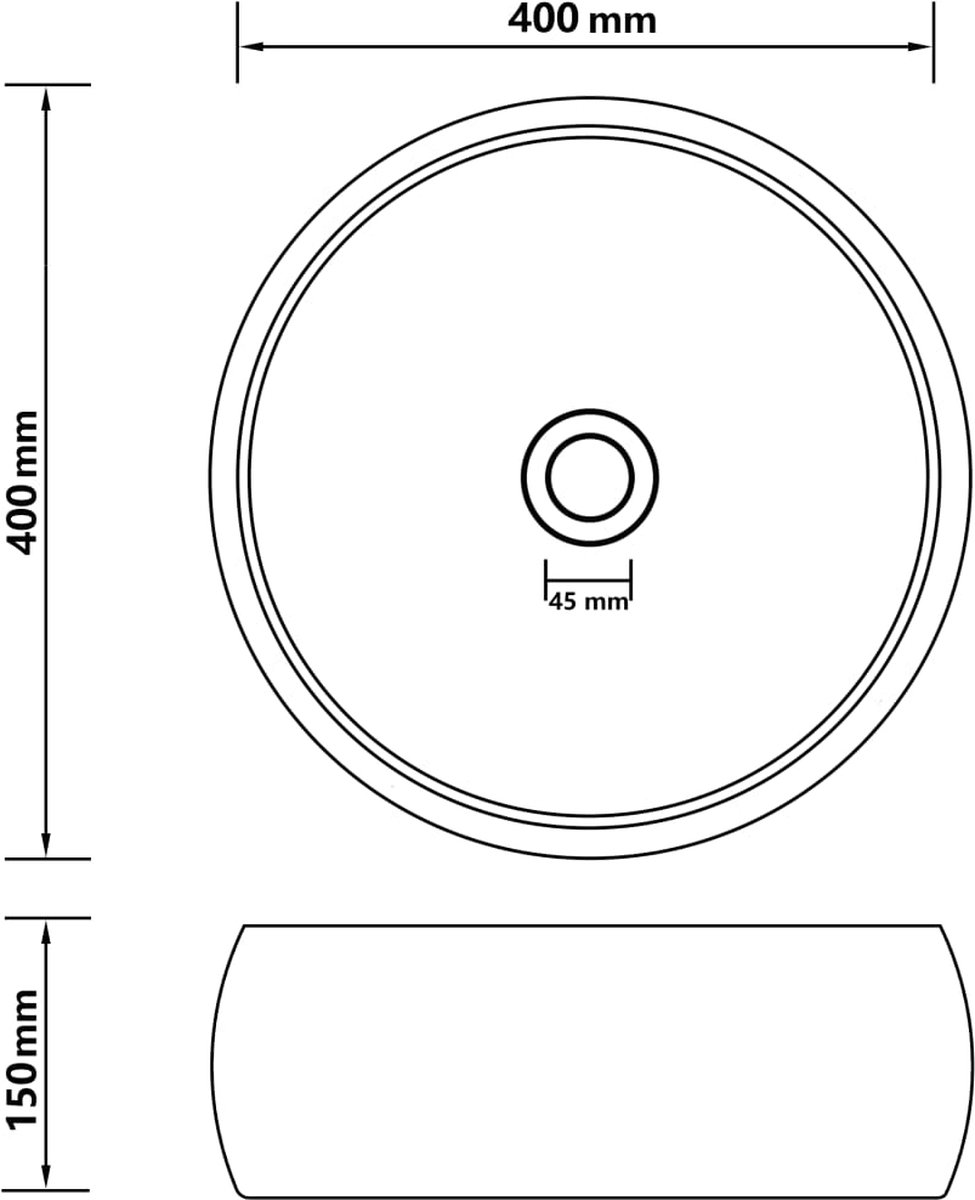 Vidaxl Wastafel Rond 40x15 Cm Keramiek Mat - Zwart