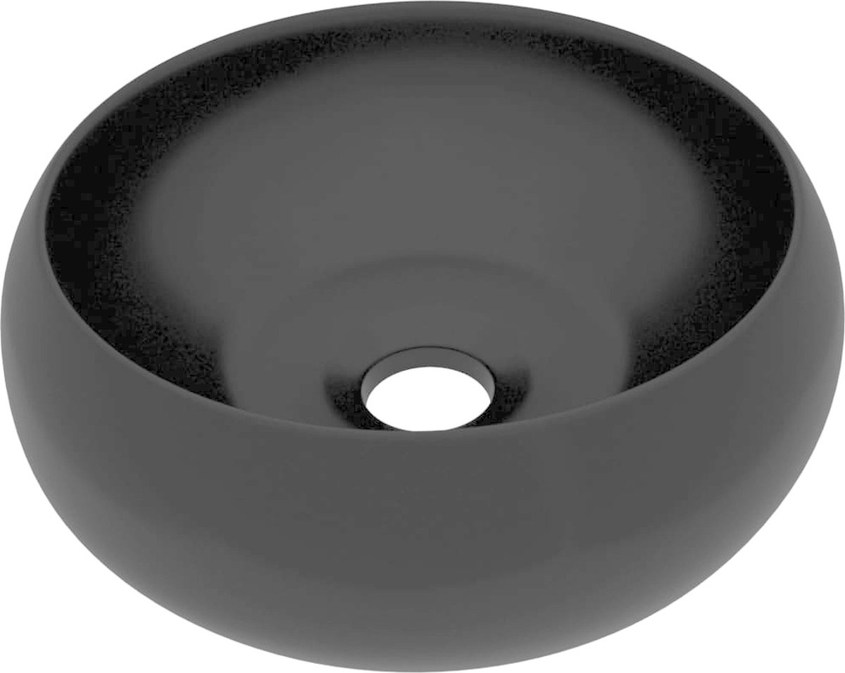 Vidaxl Wastafel Rond 40x15 Cm Keramiek Mat - Zwart