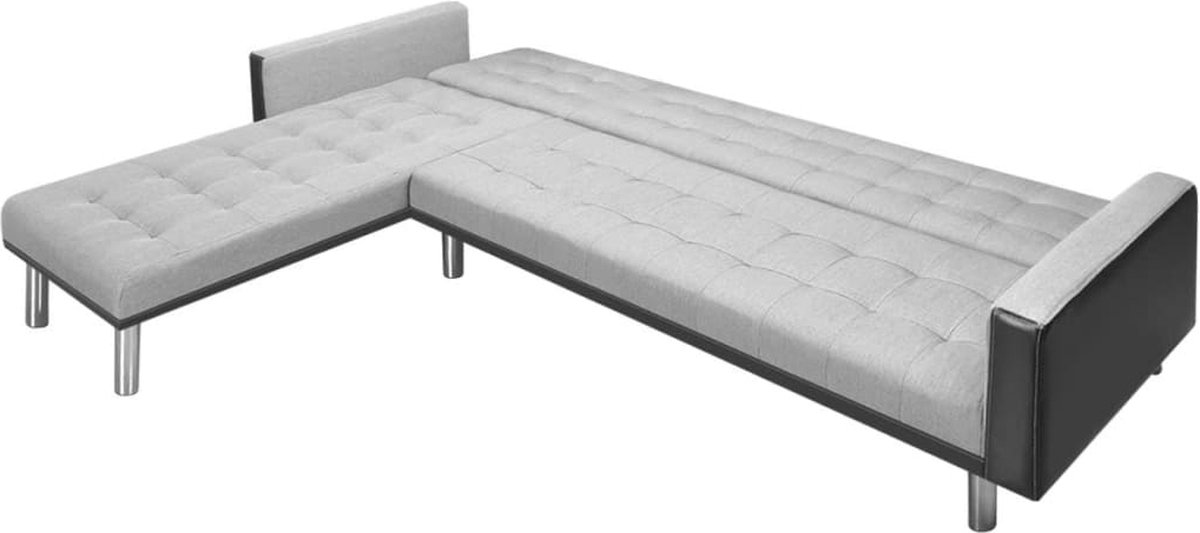 Vidaxl Hoekslaapbank 218x155x69 Cm Stof En - Grijs