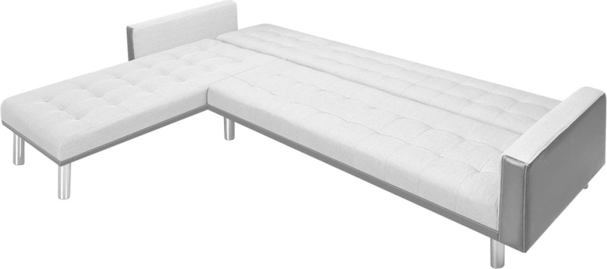 Vidaxl Hoekslaapbank 218x155x69 Cm Stof En - Grijs