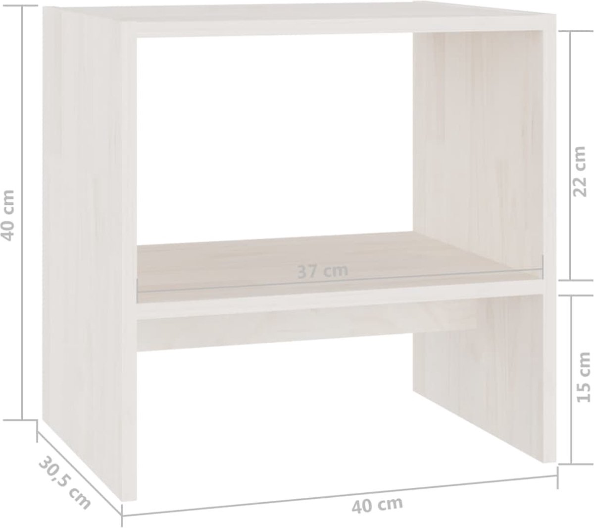 Vidaxl Nachtkastjes 2st 40x30,5x40 Cm Massief Grenenhout - Wit