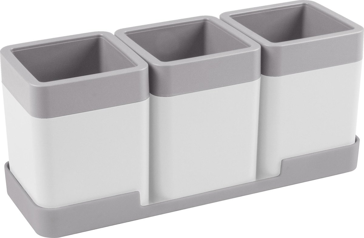 Sunware - Sigma Home Organiser Set Met Tray 0,6l Wit Grijs - 27,5 X 9,5 X 14 Cm