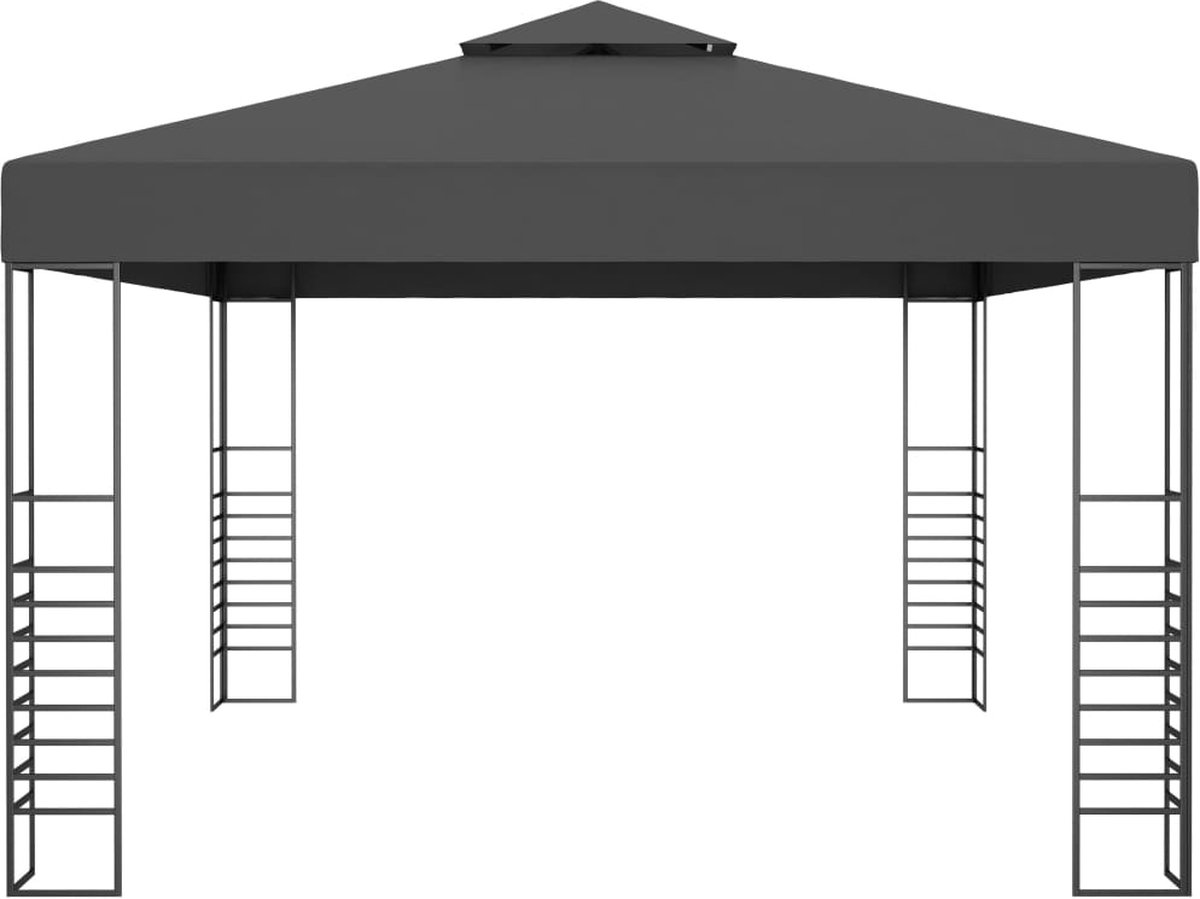 Vidaxl Prieel Met Led-lichtslinger 3x4 M Antracietkleurig - Grijs