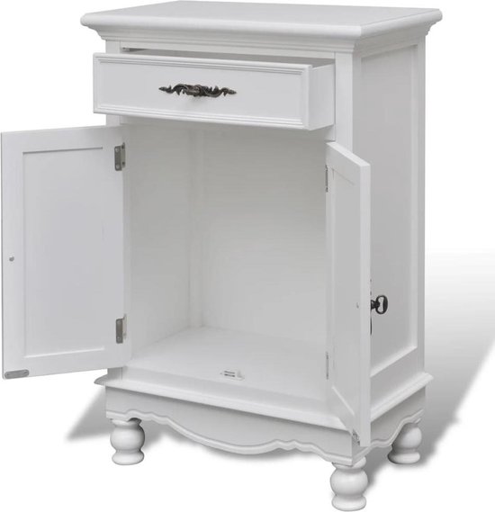 Vidaxl Kastje Met 2 Deurtjes En 1 Lade Hout - Wit