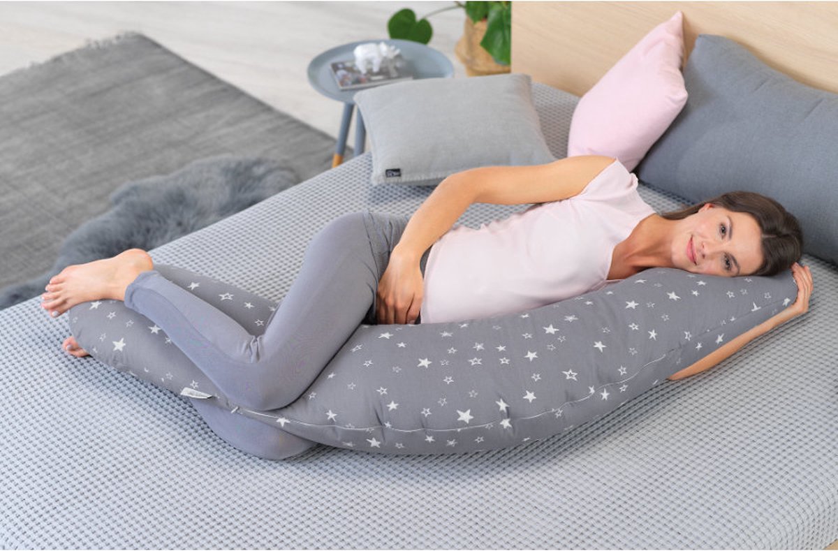 Theraline Voedingskussen Met Bamboe Hoes Melange Green Grey 190 Cm - Groen