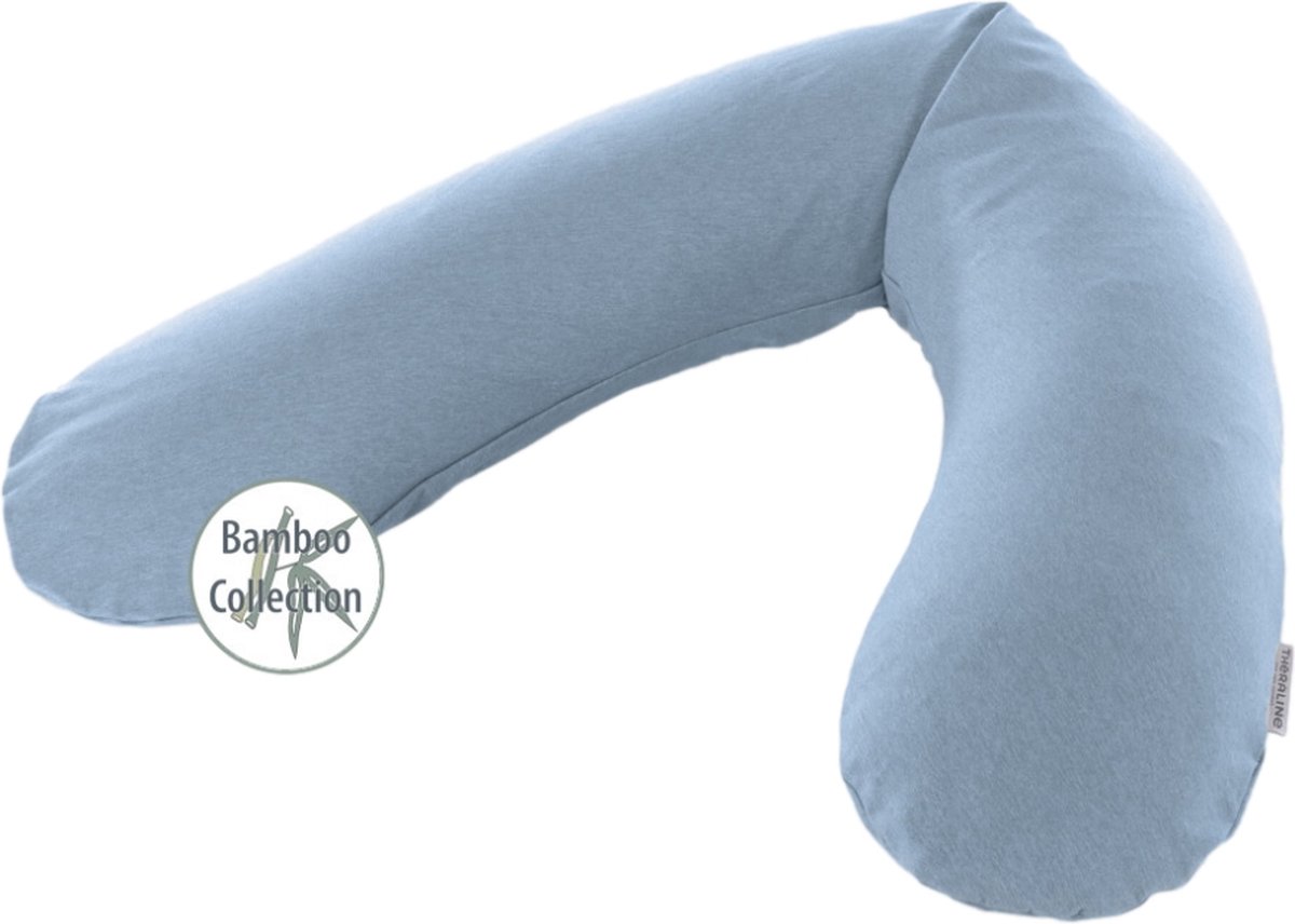 Theraline Voedingskussen Met Bamboe Hoes Melange Blue Grey 190 Cm - Blauw