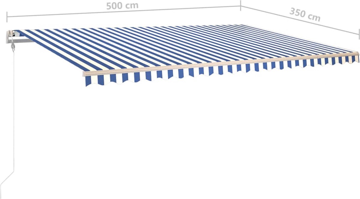 Vidaxl Luifel Handmatig Uittrekbaar Met Palen 5x3,5 M En - Blauw