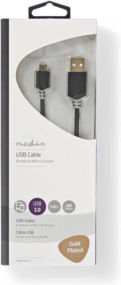Nedis Usb-kabel - Antraciet - 2.00 M - Zwart
