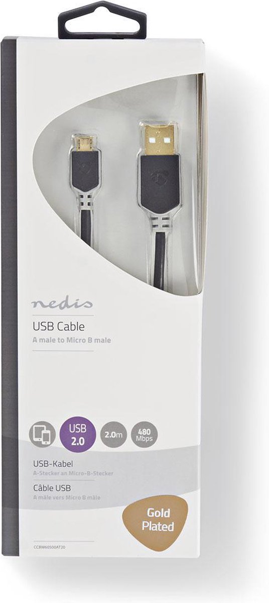 Nedis Usb-kabel - Antraciet - 2.00 M - Zwart