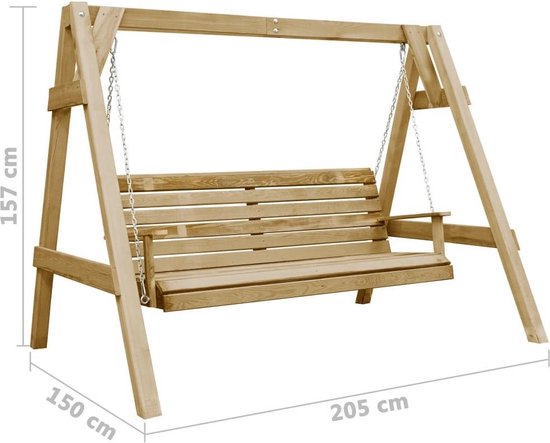 Vidaxl Schommelbank Voor Buiten 205x150x157 Cm Grenenhout - Bruin
