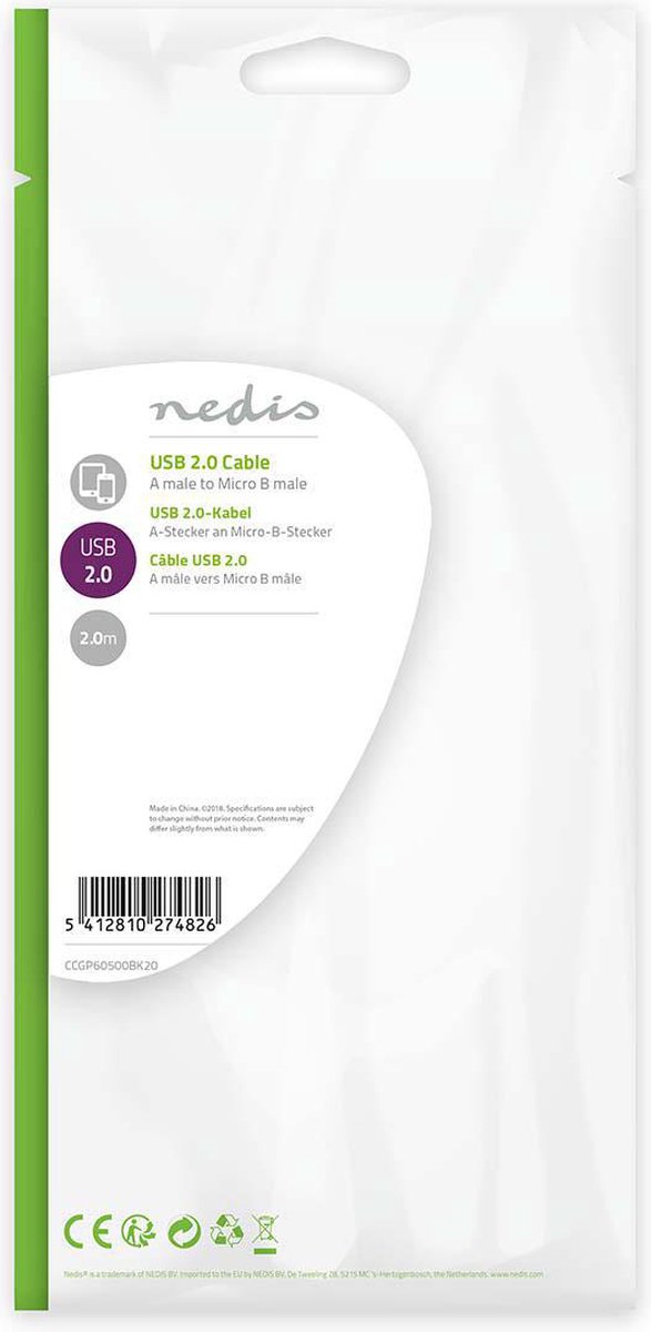 Nedis Usb-kabel 2.00 M - Zwart