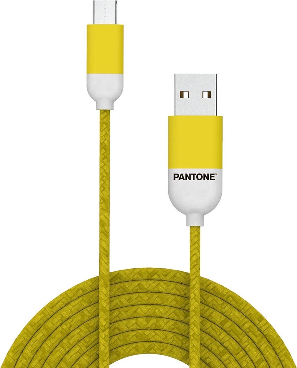 Micro-usb Kabel, - Rubber - Celly Pantone - Geel