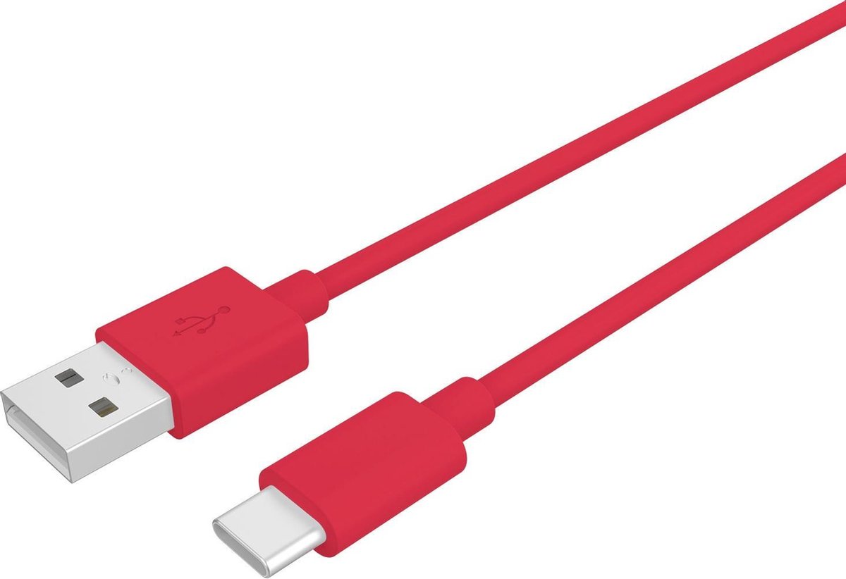 Usb-kabel Type C, 1 Meter, - Pvc - Celly Procompact - Rood