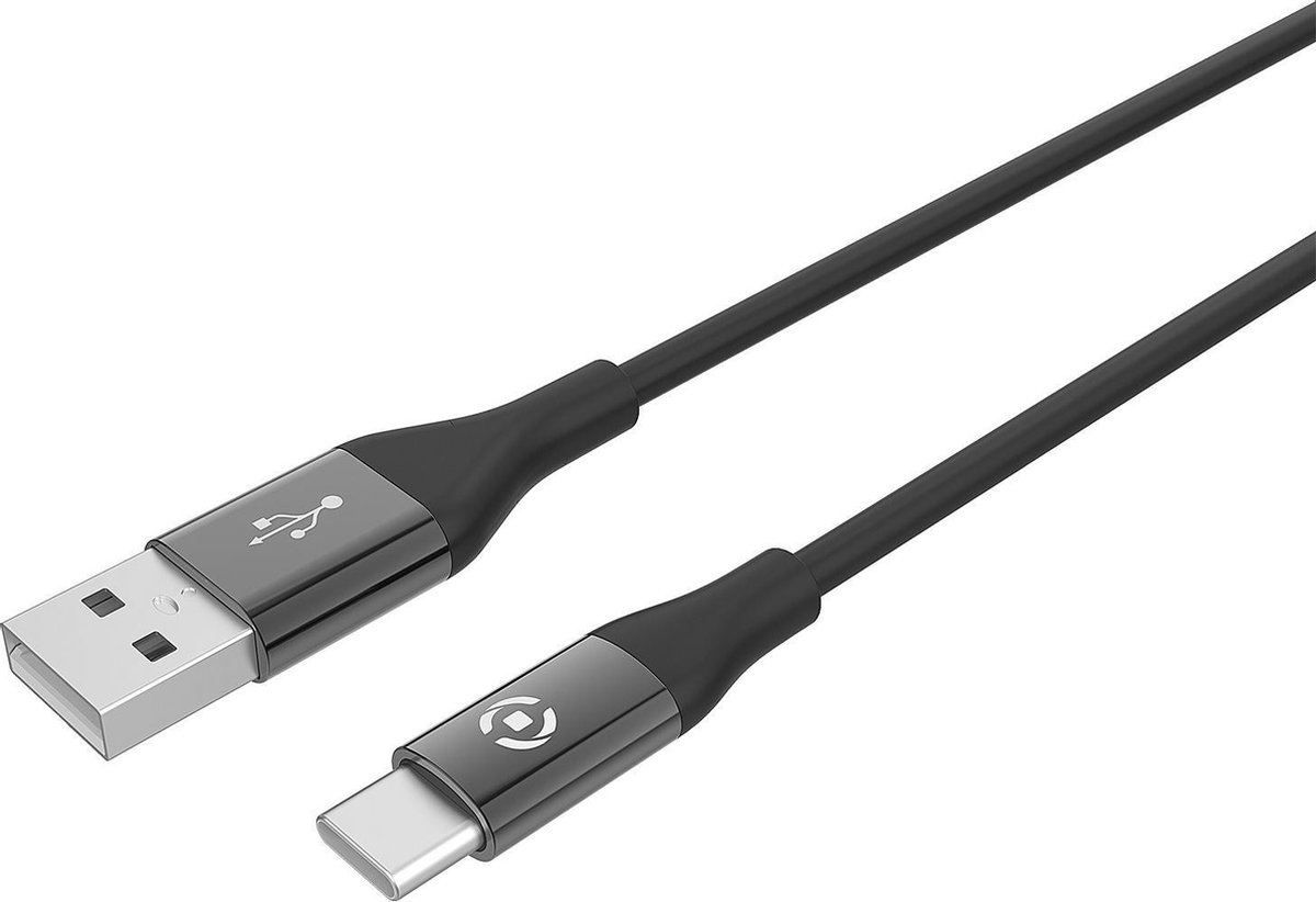 Usb-kabel Type-c, 1 Meter, - Siliconen - Celly Feeling - Zwart