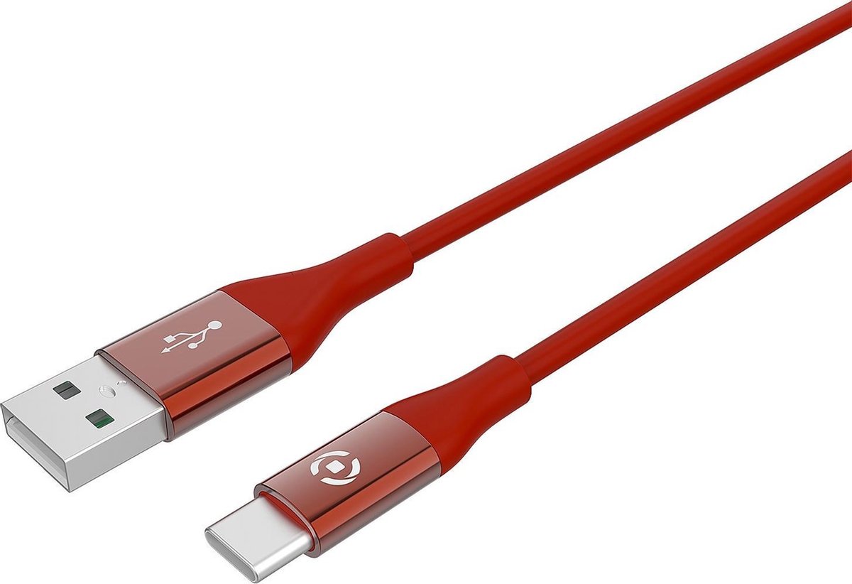 Usb-kabel Type-c, 3 Meter, - Siliconen - Celly Feeling - Rood