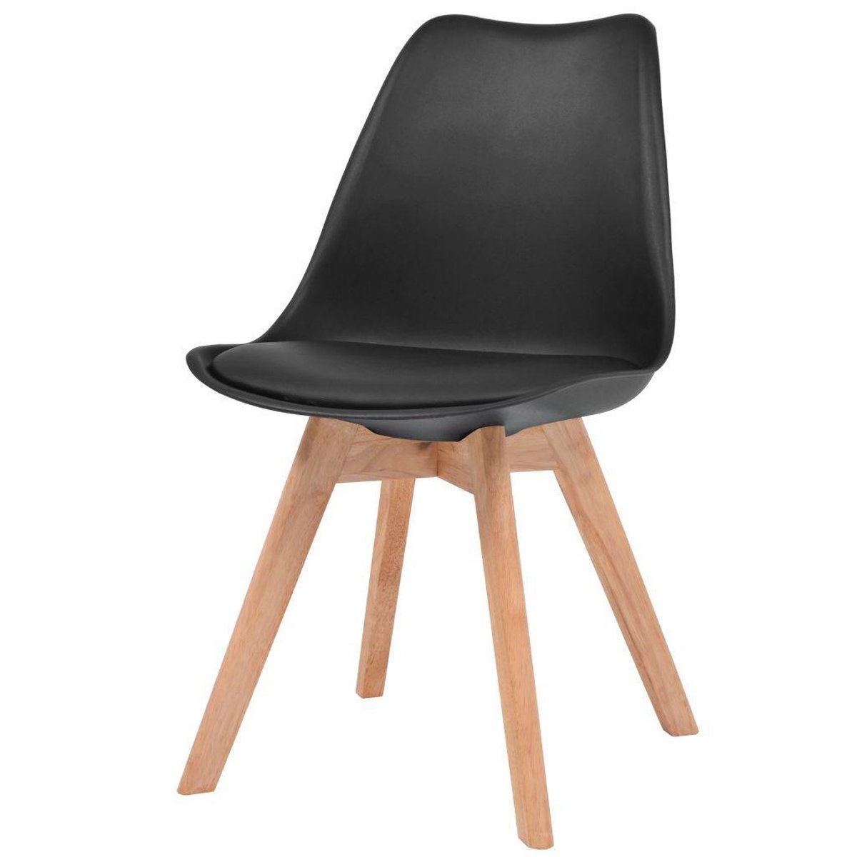 Vidaxl Eetkamerstoelen Kunstleer Massief Hout 6 St - Zwart