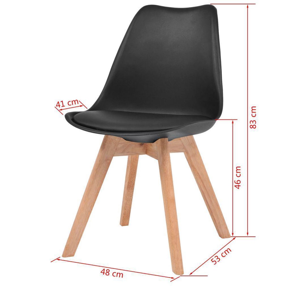 Vidaxl Eetkamerstoelen Kunstleer Massief Hout 6 St - Zwart