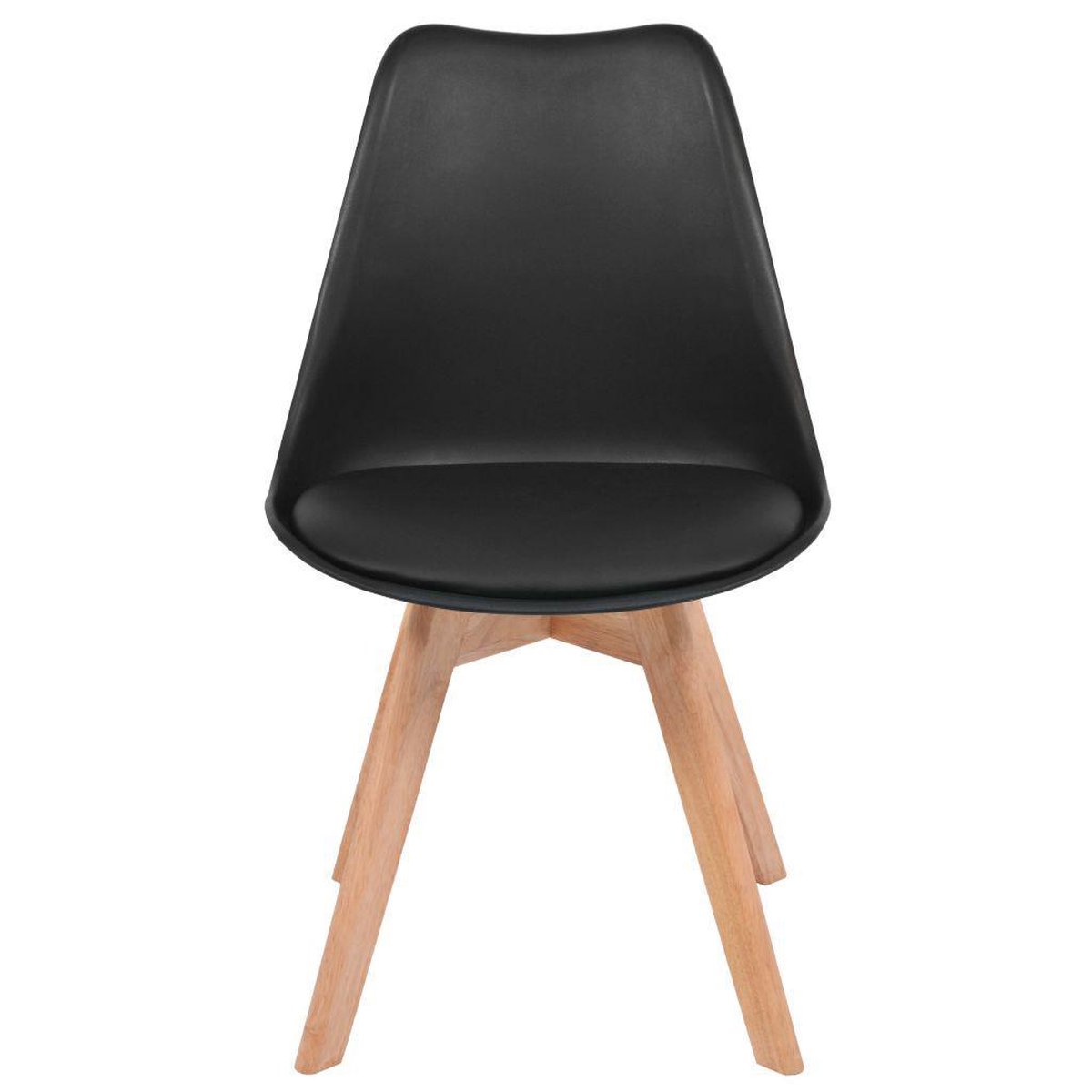 Vidaxl Eetkamerstoelen Kunstleer Massief Hout 6 St - Zwart