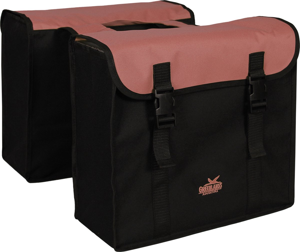 Greenlands Dubbele Fietstas 34 Liter 37 X 33 X 14 Cm (2x) - Zwart / Koraal - Rood