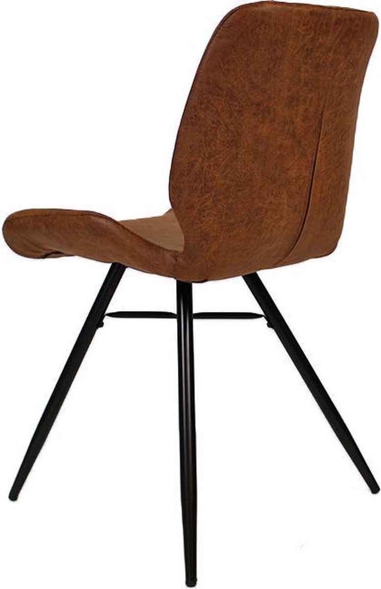 Bronx71 Industriële Eetkamerstoel Barrel Cognac Eco Leer- Eetkamerstoelen Set Van 4 - Bruin