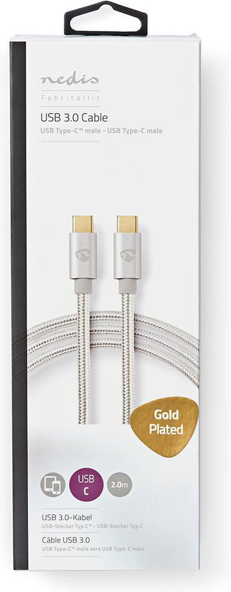 Nedis Usb-kabel - Aluminium - 2.00 M