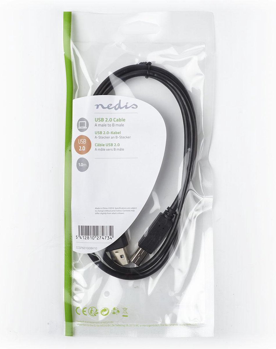 Nedis Usb-kabel 1.00 M - Zwart