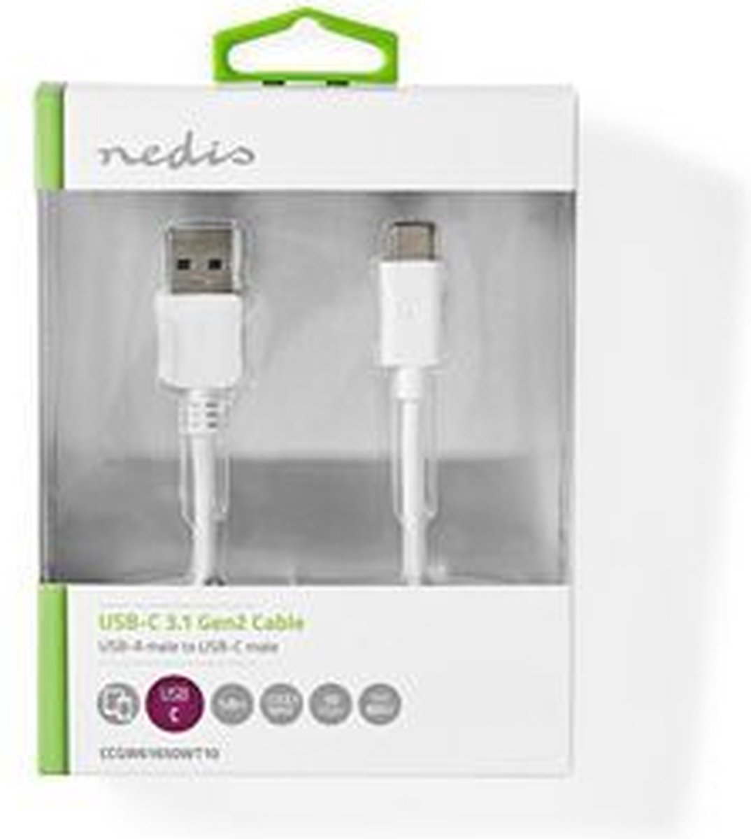 Nedis Usb-kabel - Wit - 1.00 M